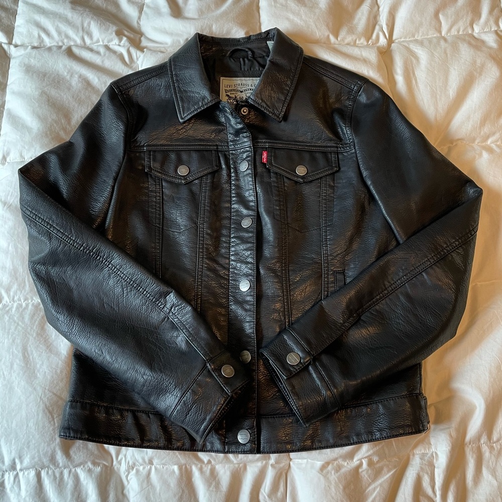 Classic Faux Leather Trucker Jacket